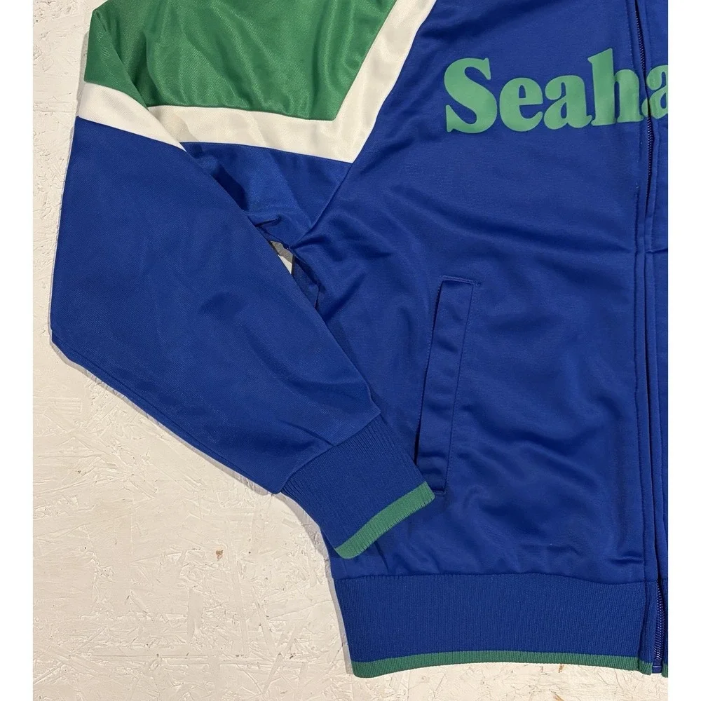 Starter Seattle Seahawks Throwback Mens Sz XS‎ Blue Green Full Zip Jacket Pocket